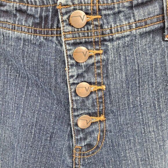 Vintage 80's Venezia High-rise Flare Jeans 16 Dark Wash Button Fly Smooth Bootie - Picture 7 of 16